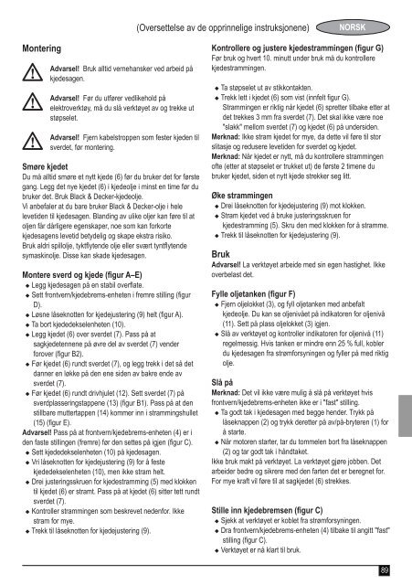 BlackandDecker Tronconneuse- Gk1935 - Type 2 - Instruction Manual (Europ&eacute;en)