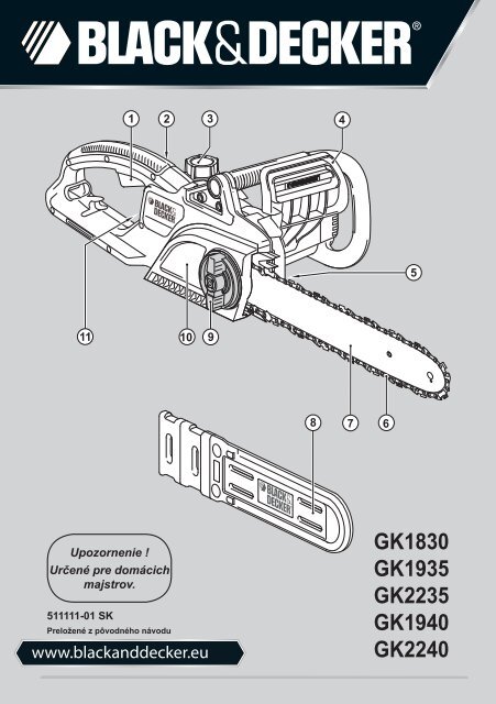 BlackandDecker Tronconneuse- Gk1830 - Type 1 - Instruction Manual (Slovaque)