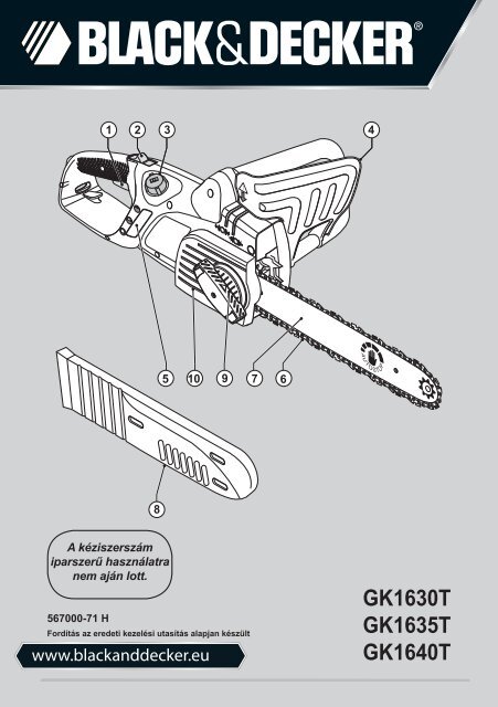 BlackandDecker Tronconneuse- Gk1630t - Type 5 - Instruction Manual (la Hongrie)