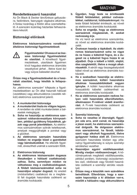 BlackandDecker Tronconneuse- Gk1630t - Type 5 - Instruction Manual (la Hongrie)