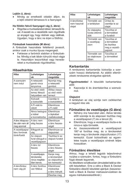 BlackandDecker Tronconneuse- Gk1640 - Type 5 - Instruction Manual (la Hongrie)