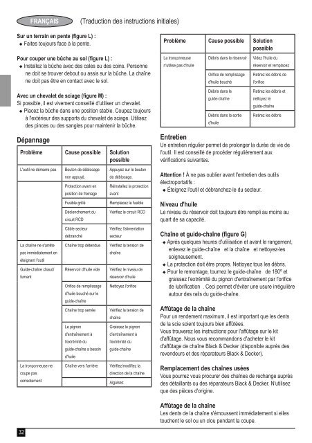 BlackandDecker Tronconneuse- Gk2235 - Type 3 - Instruction Manual (Europ&eacute;en)