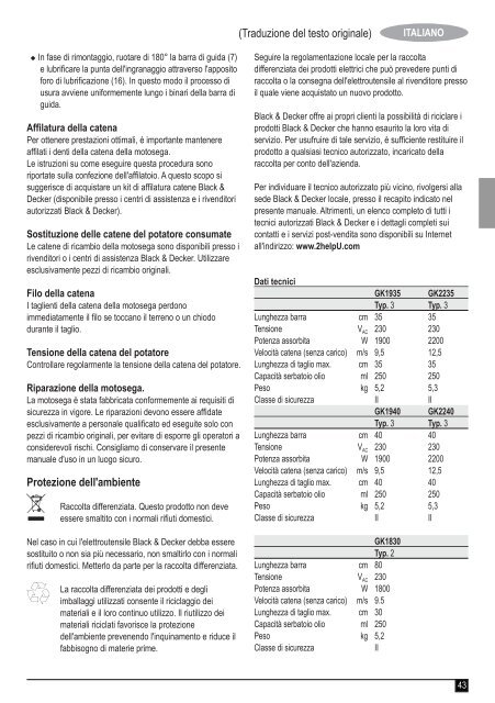 BlackandDecker Tronconneuse- Gk2235 - Type 3 - Instruction Manual (Europ&eacute;en)