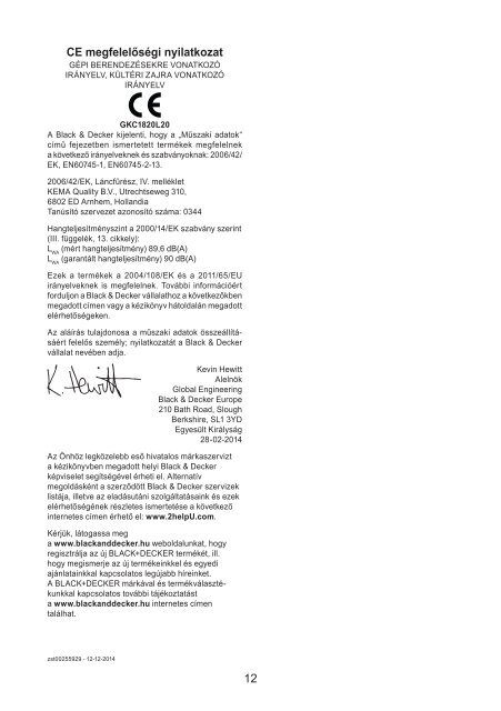 BlackandDecker Tronconneuse- Gkc1820l - Type H1 - H2 - Instruction Manual (la Hongrie)
