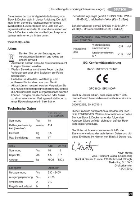 BlackandDecker Elagueur- Gpc1800 - Type H2 - Instruction Manual (Europ&eacute;en)
