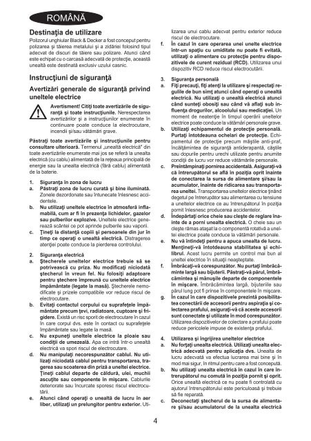 BlackandDecker Meuleuse Petit Diam&egrave;tre- Kg701 - Type 1 - Instruction Manual (Roumanie)