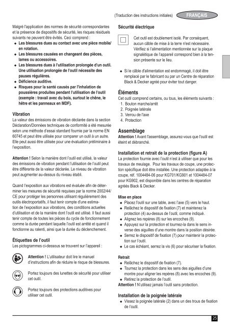 BlackandDecker Meuleuse Petit Diam&egrave;tre- Kg901 - Type 1 - Instruction Manual (Europ&eacute;en)