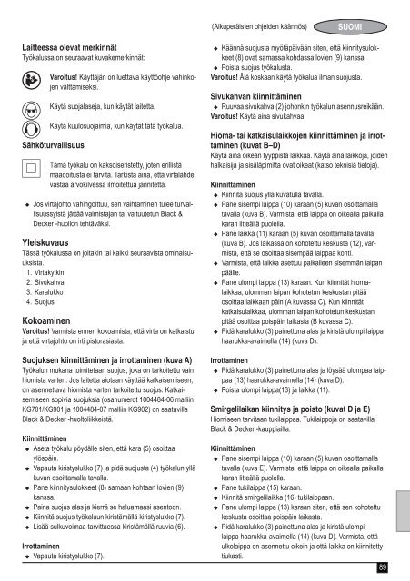 BlackandDecker Meuleuse Petit Diam&egrave;tre- Kg901 - Type 1 - Instruction Manual (Europ&eacute;en)