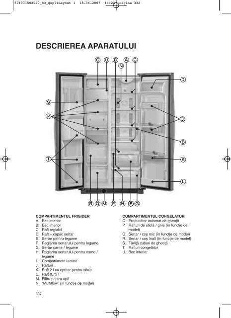 KitchenAid 20RB-D4 A+ PT - Side-by-Side - 20RB-D4 A+ PT - Side-by-Side RO (858642011020) Mode d'emploi