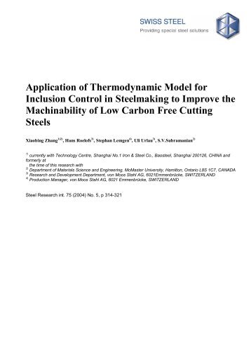 Application of Thermodynamic Model for Inclusion Control in ...