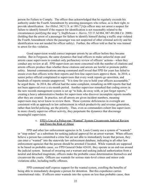 U.S. Justice Department Report on the Ferguson Police Department