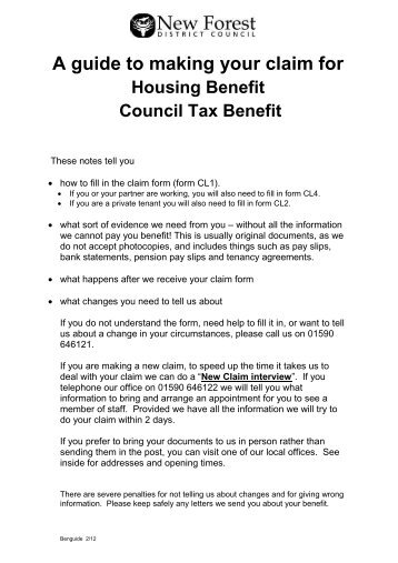 NFDC HOUSING COUNCIL TAX Claim form CL1_notes