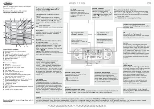 KitchenAid 20FB-L4/A+ - Side-by-Side - 20FB-L4/A+ - Side-by-Side RO (858618015000) Guide de consultation rapide