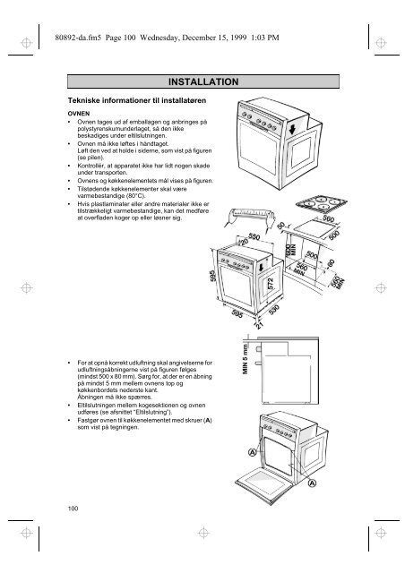 KitchenAid 345 309 85 - Oven - 345 309 85 - Oven DA (854145201020) Mode d'emploi