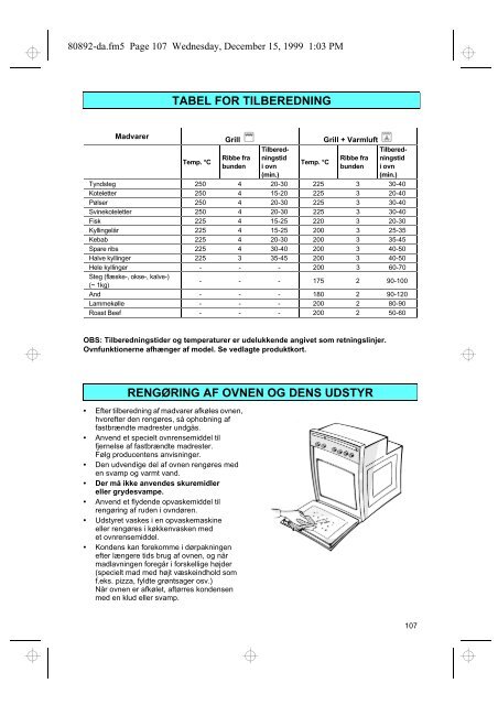 KitchenAid 345 309 85 - Oven - 345 309 85 - Oven DA (854145201020) Mode d'emploi