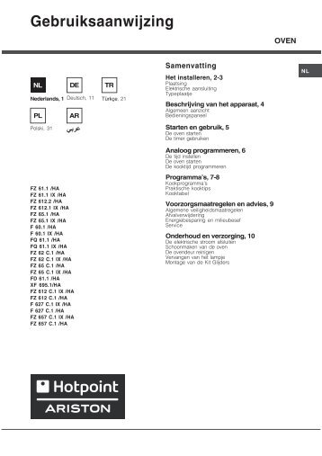 KitchenAid F 627 C.1 IX /HA - Oven - F 627 C.1 IX /HA - Oven NL (F059659) Mode d'emploi