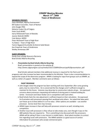 CRWRP Meeting Minutes - Calgary Regional Partnership