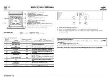 KitchenAid OBI 127 S - Oven - OBI 127 S - Oven SK (854148138010) Guide de consultation rapide