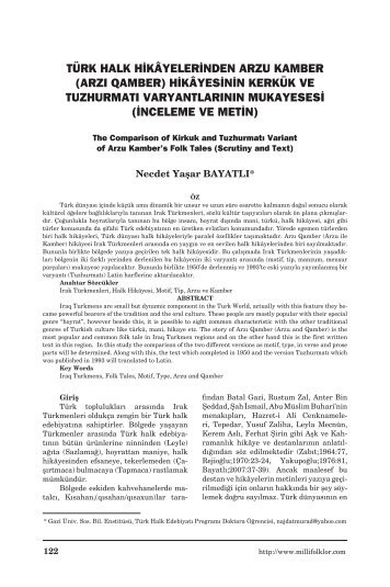 TÜRK HALK HİKÂYELERİNDEN ARZU KAMBER ... - Milli Folklor