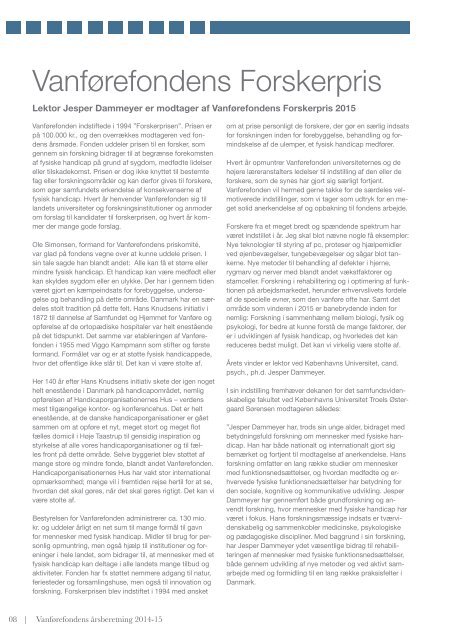 Vanførefonden Årsberetning 2015
