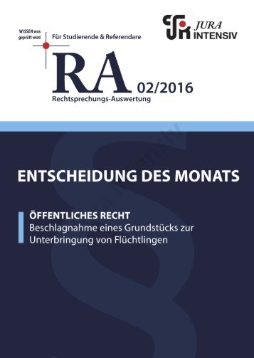 RA 02/2016 - Entscheidung des Monats