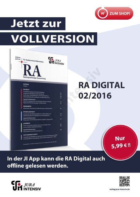 RA 02/2016 - Entscheidung des Monats