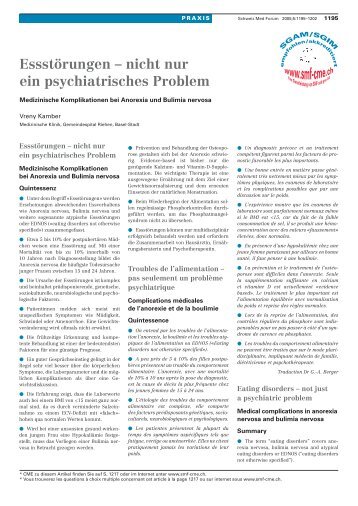 Essstörungen - nicht nur ein psychiatrisches Problem