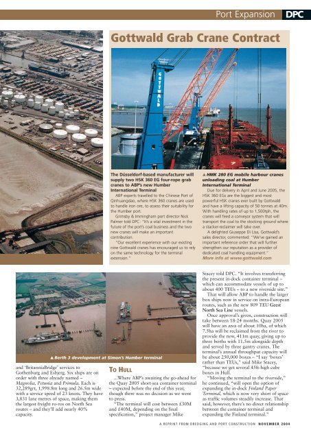 gottwald grab crane contract - Gottwald Port Technology