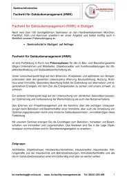 Fachwirt für Gebäudemanagement (HWK) in Stuttgart