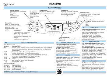 KitchenAid JT 355 BL - Microwave - JT 355 BL - Microwave FI (858735515490) Guide de consultation rapide