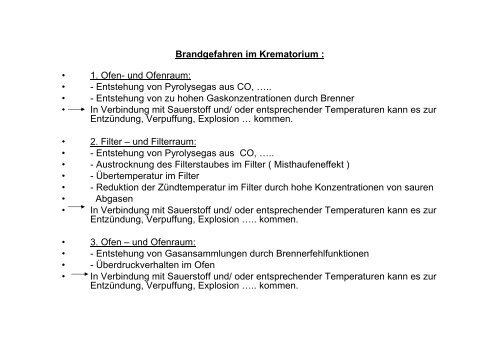 Auszüge aus 28 Gutachten von Krematorien - HS Anlagenbau