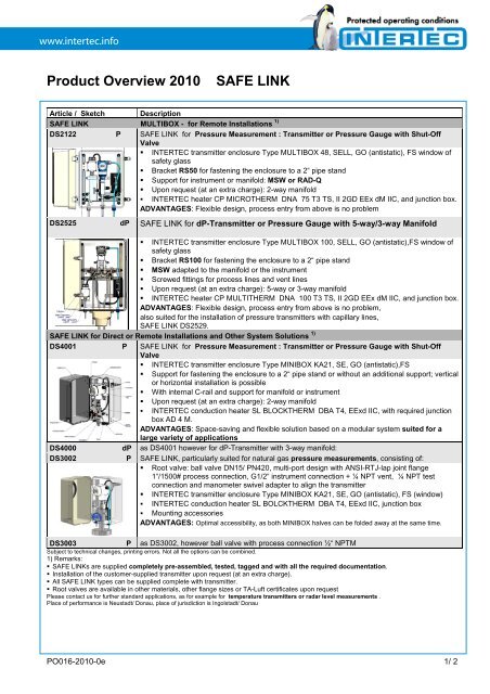 Product Overview 10 Safe Link Intertec Grp Instrument