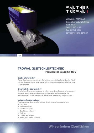 TROWAL GLEITSCHLEIFTECHNIK Trogvibrator Baureihe TMV Wir