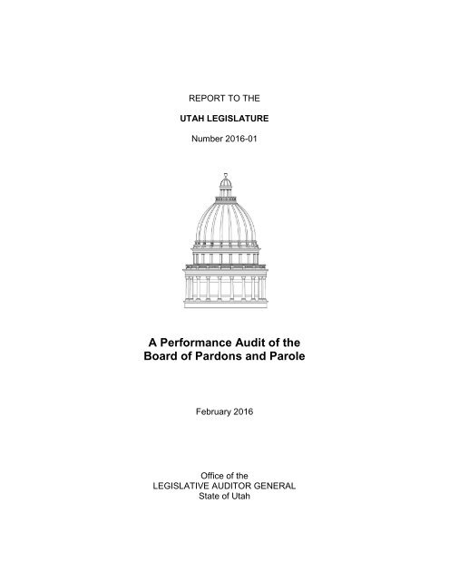 A Performance Audit Of The Board Of Pardons And Parole