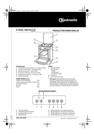 KitchenAid S 5505 WS - Cooker - S 5505 WS - Cooker NL (857437522110) Mode d'emploi