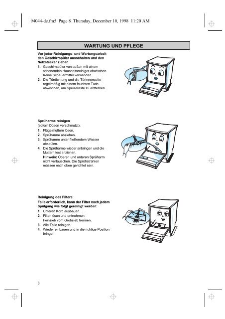 KitchenAid 800 161 96 - Dishwasher - 800 161 96 - Dishwasher DE (854276016410) Mode d'emploi