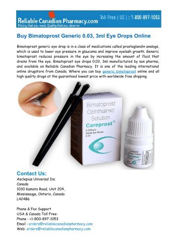 Buy Bimatoprost Generic Eye Drops Online