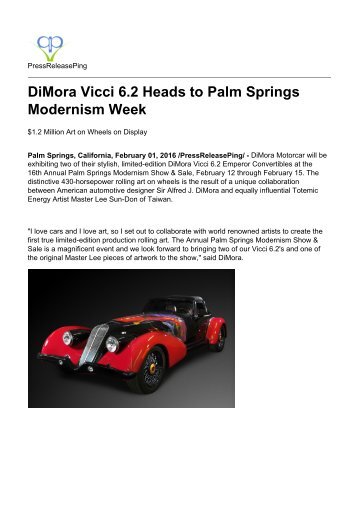 DiMora Vicci 6.2 Heads to Palm Springs Modernism Week