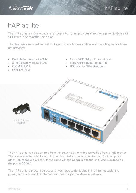 hAP_ac_lite Brochure Mikrotik - mstream.com.ua