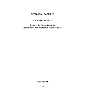 TECHNICAL PAPER 27 FOCUS ON WOMEN Report of a ...