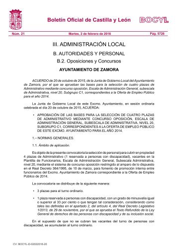 Boletín Oficial de Castilla y León III ADMINISTRACIÓN LOCAL