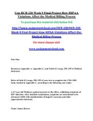UOP HCR 220 Week 9 Final Project How HIPAA Violations Affect the Medical Billing Process