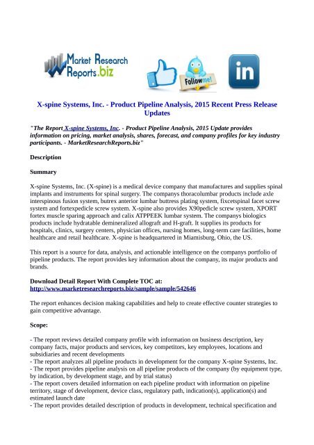 X-spine Systems, Inc. - Product Pipeline Analysis