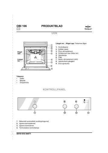 KitchenAid OBI 106 S - Oven - OBI 106 S - Oven SV (854147601020) Guide de consultation rapide