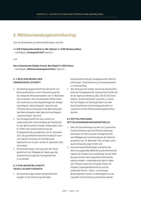 4. Gesellschaftsvertrag der GSP II EDELMETALLE GmbH & Co ... - L'or