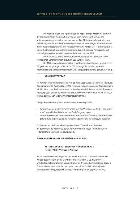 4. Gesellschaftsvertrag der GSP II EDELMETALLE GmbH & Co ... - L'or