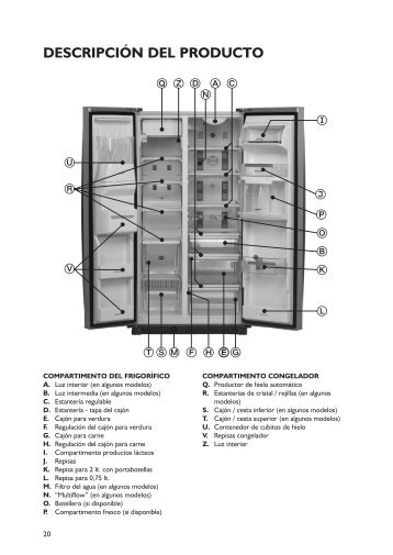 KitchenAid 20RB-D4L A+ - Side-by-Side - 20RB-D4L A+ - Side-by-Side ES (858645015000) Mode d'emploi