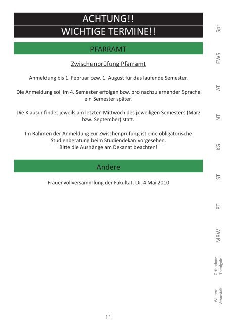 KVV Sommersemester 2010 - Fachschaft evangelische Theologie