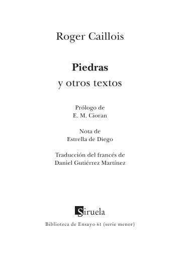 Roger Caillois Piedras y otros textos