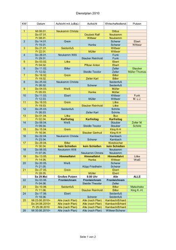 Dienstplan 2010